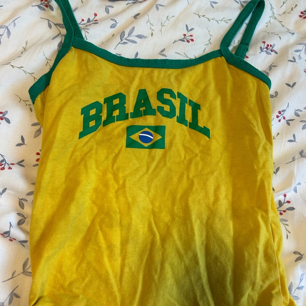 Edikted Yellow and Green Brasil Tank Top